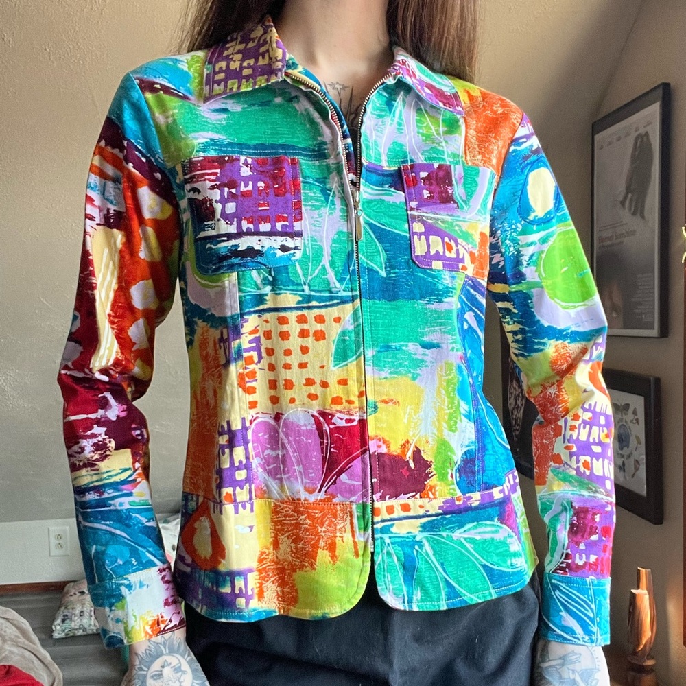y2k vibrant colorful earthy zip up jacket 🌿🌈
